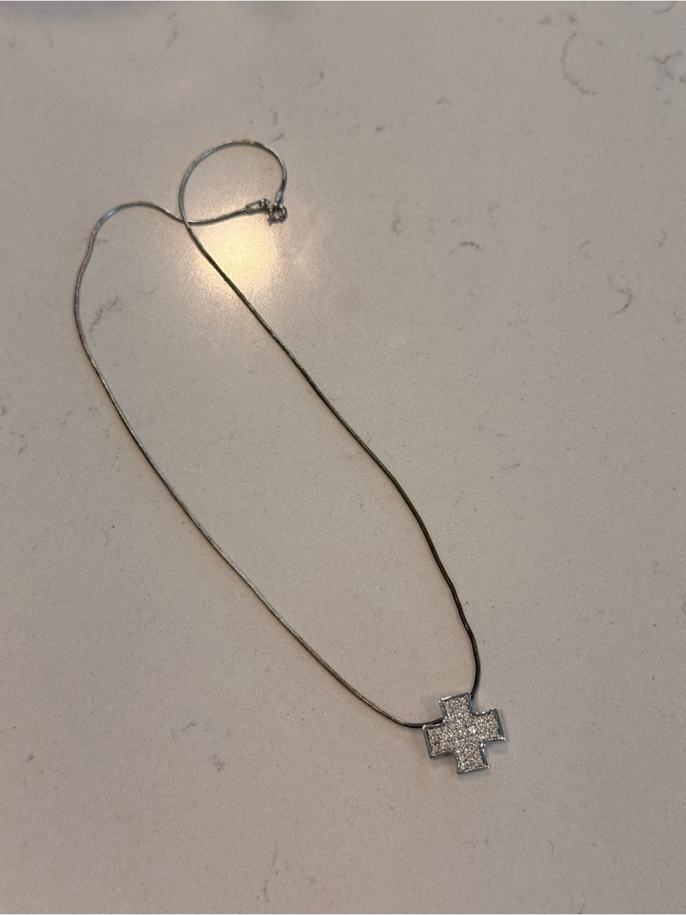 New 925 Sterling Silver Rope Chain X Cross & CZ Pendant 15' Inch Necklace